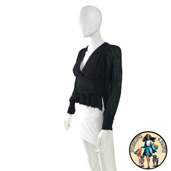 Petal & Pup | NEW Delilah Pleated V Neck Top in Black Size S - Picture 7 of 11